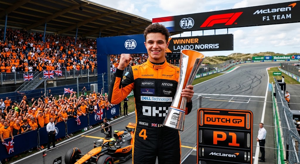 Lando Norris domina en Zandvoort tras un temprano abandono de Max Verstappen