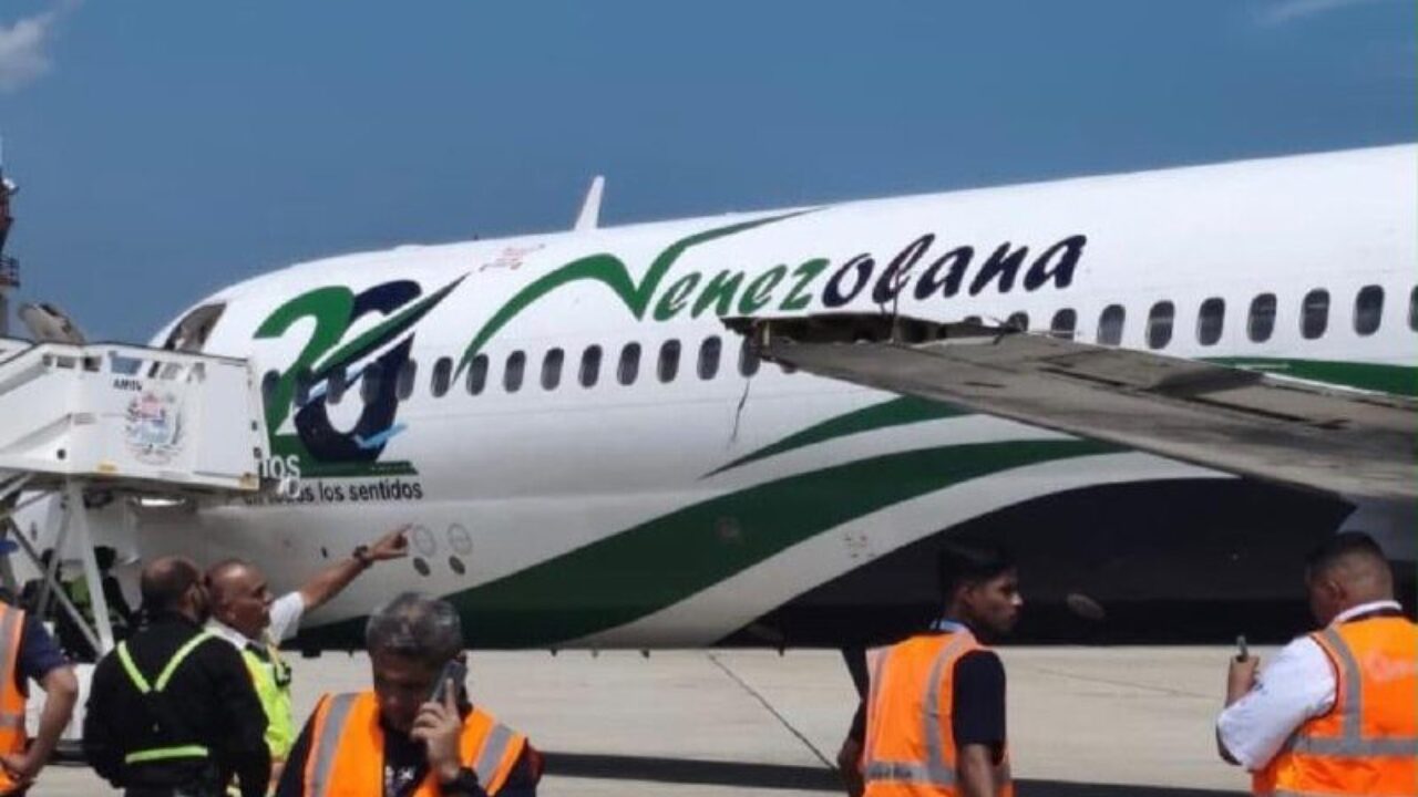 Un avión de Venezolana de Aviación sufre daños en un ala tras incidente en la Base Aérea El Libertador