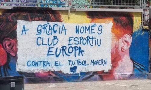 Vandalizan en Barcelona el mural de Messi y Lamine Yamal,  previo a la gran final