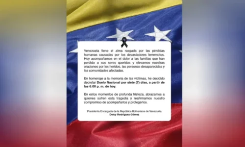 Venezuela declara siete días de duelo nacional por las víctimas de los sismos