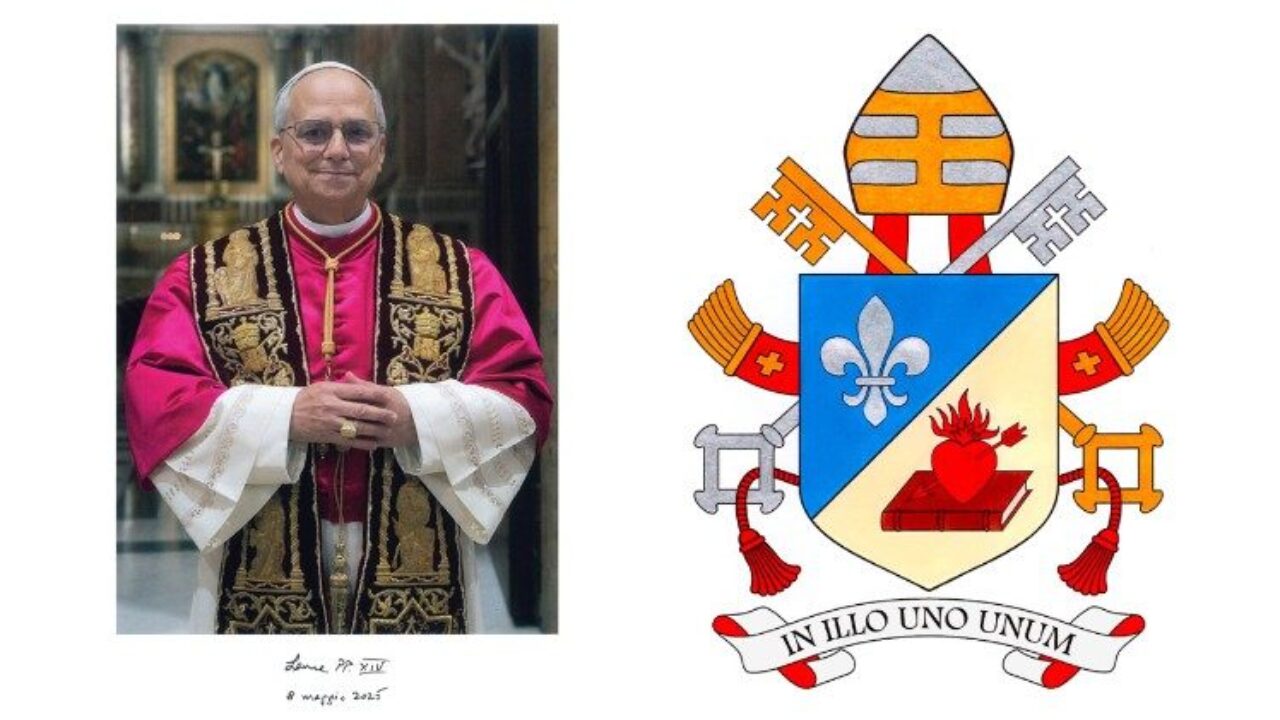La santa sede publico el escudo y el lema del Papa León XIV
