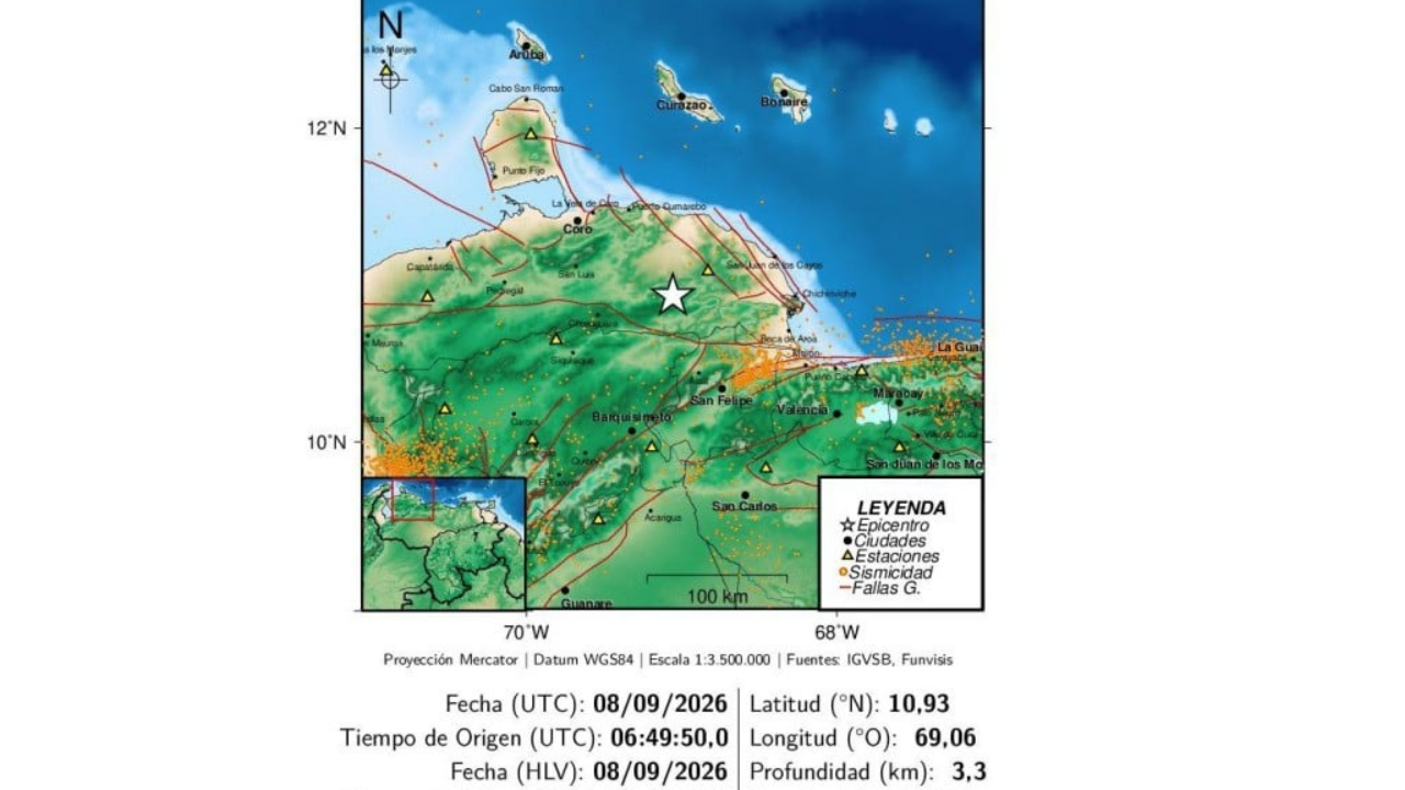 Dos sismos de magnitud 4.4 y 3.4 sacudieron el occidente venezolano en horas de la madrugada