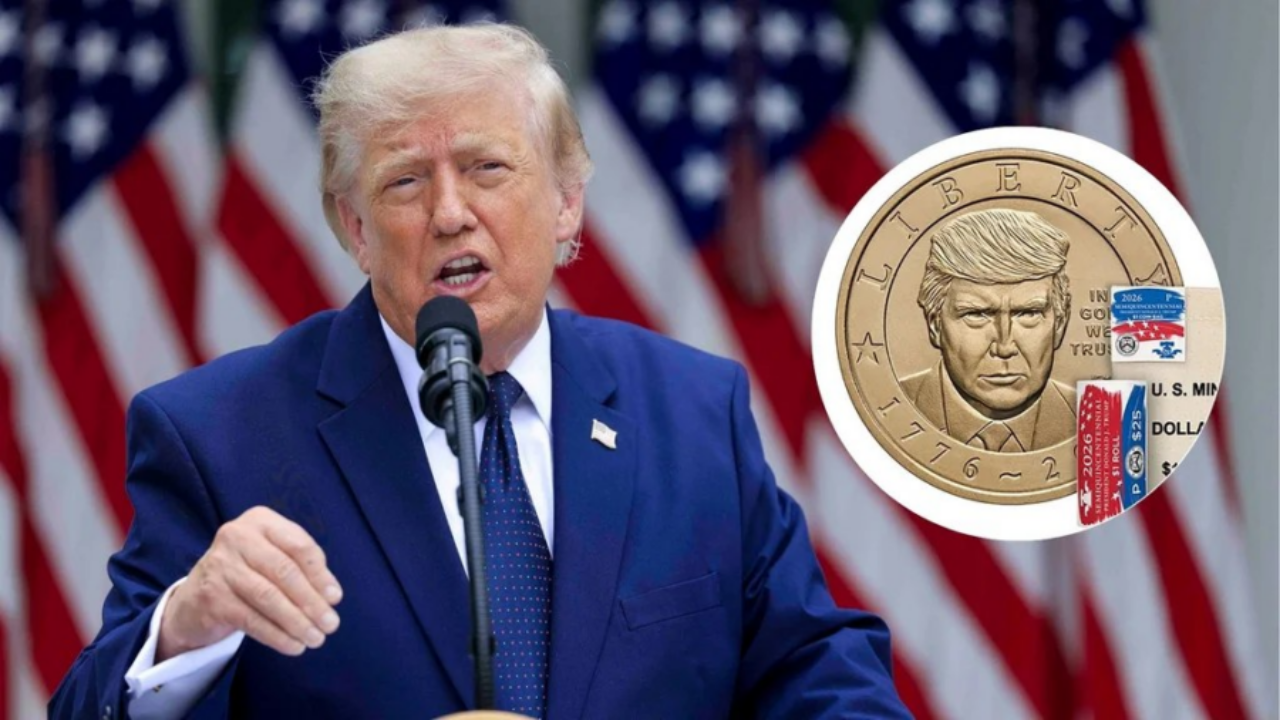 Estados Unidos emite moneda conmemorativa de un dólar con el rostro de Donald Trump por el semiquincentenario de la nación
